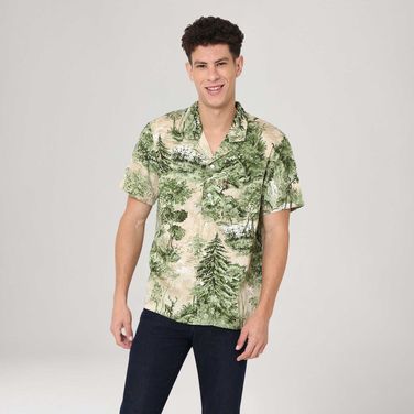 Camisa Levi's® Classic Camper Verde Estampada Manga Curta