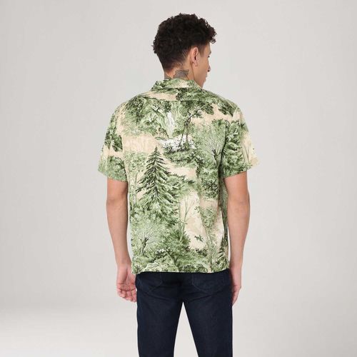 Camisa Levi's® Classic Camper Verde Estampada Manga Curta