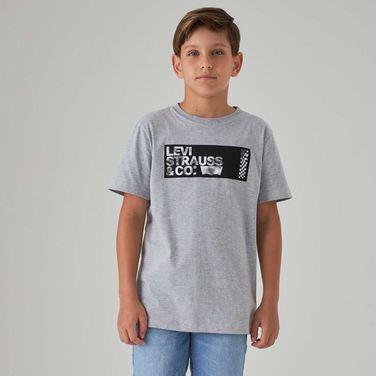 Camiseta Levi's Infantil Haze Effect Logo Cinza Manga Curta
