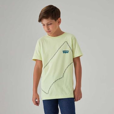 Camiseta Levi's Infantil Word Up Batwing Verde Manga Curta