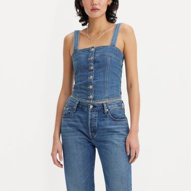 Blusa Jeans Levi's Drea Tank Lavagem Média Sem Mangas