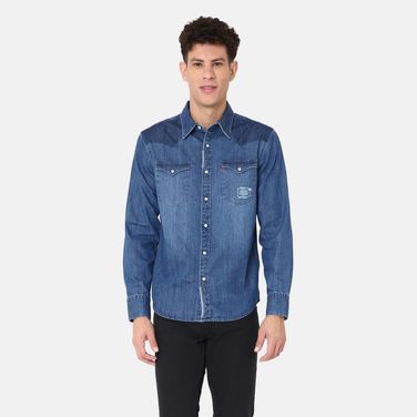 Camisa Jeans Levi's® Barstow Western Standard Lavagem Escura Manga Longa