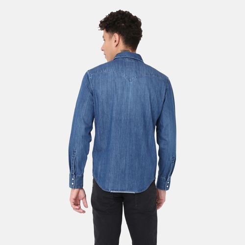 Camisa Jeans Levi's® Barstow Western Standard Lavagem Escura Manga Longa