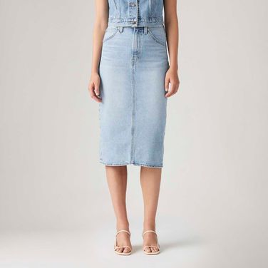 Saia Jeans Levi's® Back Slit Lavagem Clara