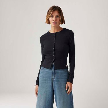 Blusa Levi's® Goods Pointelle Preta Manga Longa
