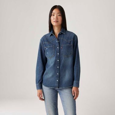 Camisa Jeans Levi's® Teodora Western Lavagem Média