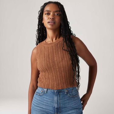 Colete Levi's® Sunrise Crochet Tank Marrom Regata