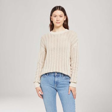 Suéter de Tricot Levi's® Sunrise Crochet Off White Manga Longa