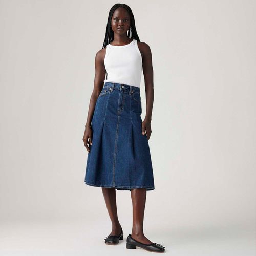 Saia Jeans Levi's® Pleated Midi Lavagem Escura