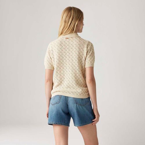 Camisa Polo Levi's® Lavender Pointelle Bege Manga Curta