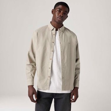 Camisa Oxford Levi's® Authentic Button Down Bege Manga Longa
