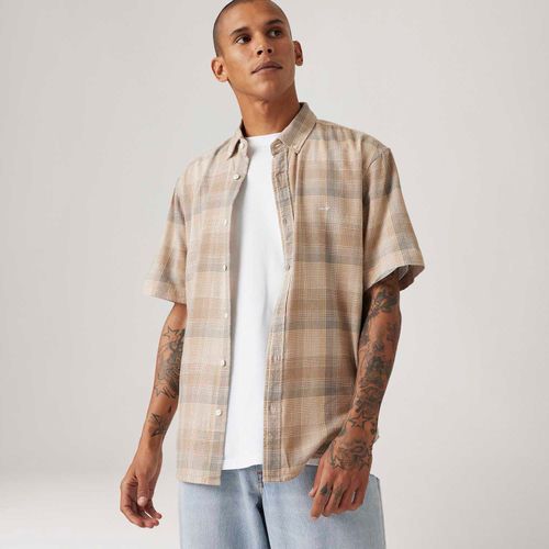 Camisa Levi's® Authentic Buttom Bege Manga Curta