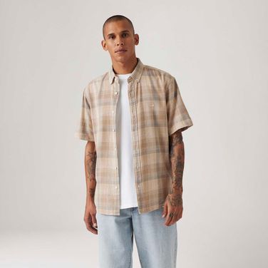 Camisa Levi's® Authentic Buttom Bege Manga Curta