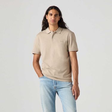 Camisa Polo Levi's® Slim Housemark Bege Manga Curta