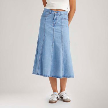 Saia Jeans Levi's® Fit and Flare Lavagem Média