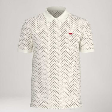 Camisa Polo Levi's® Slim Housemark Off White Manga Curta