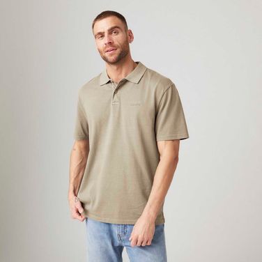 Camisa Polo Levi's® Authentic Bege Manga Curta