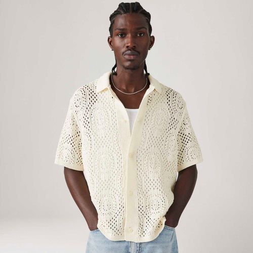 Camisa Levi's® Sweater Camp Shirt Tricot Off White Manga Curta