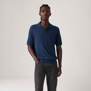 Camisa Polo Levi's® Sweater Knit Azul Marinho Manga Curta