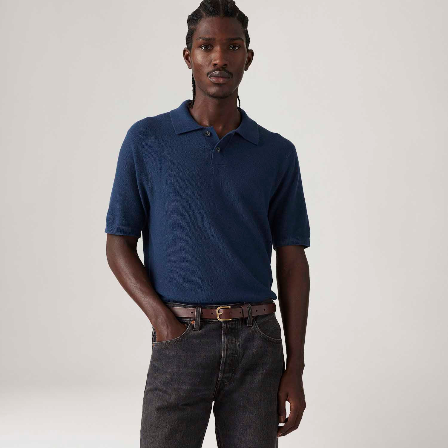 Camisa Polo Levi's® Sweater Knit Azul Marinho Manga Curta - Levi's