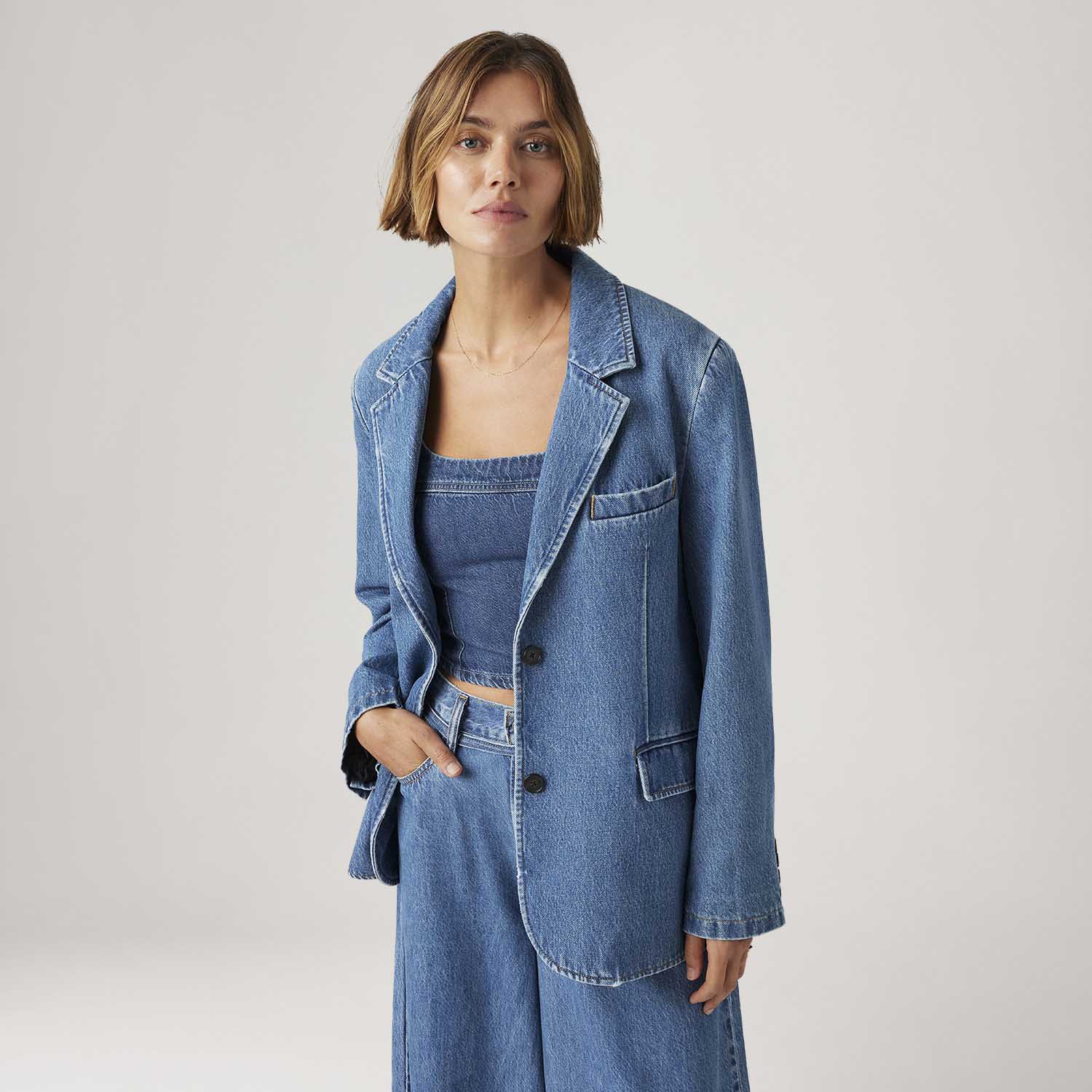Blazer Jeans Levi's® Stella Relaxed Lavagem Média - Levi's
