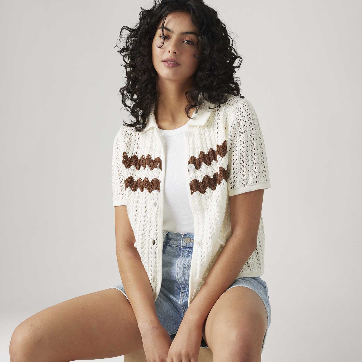 Camisa Levi's® Sunset Crochet Off White Manga Curta - Levi's® Brasil