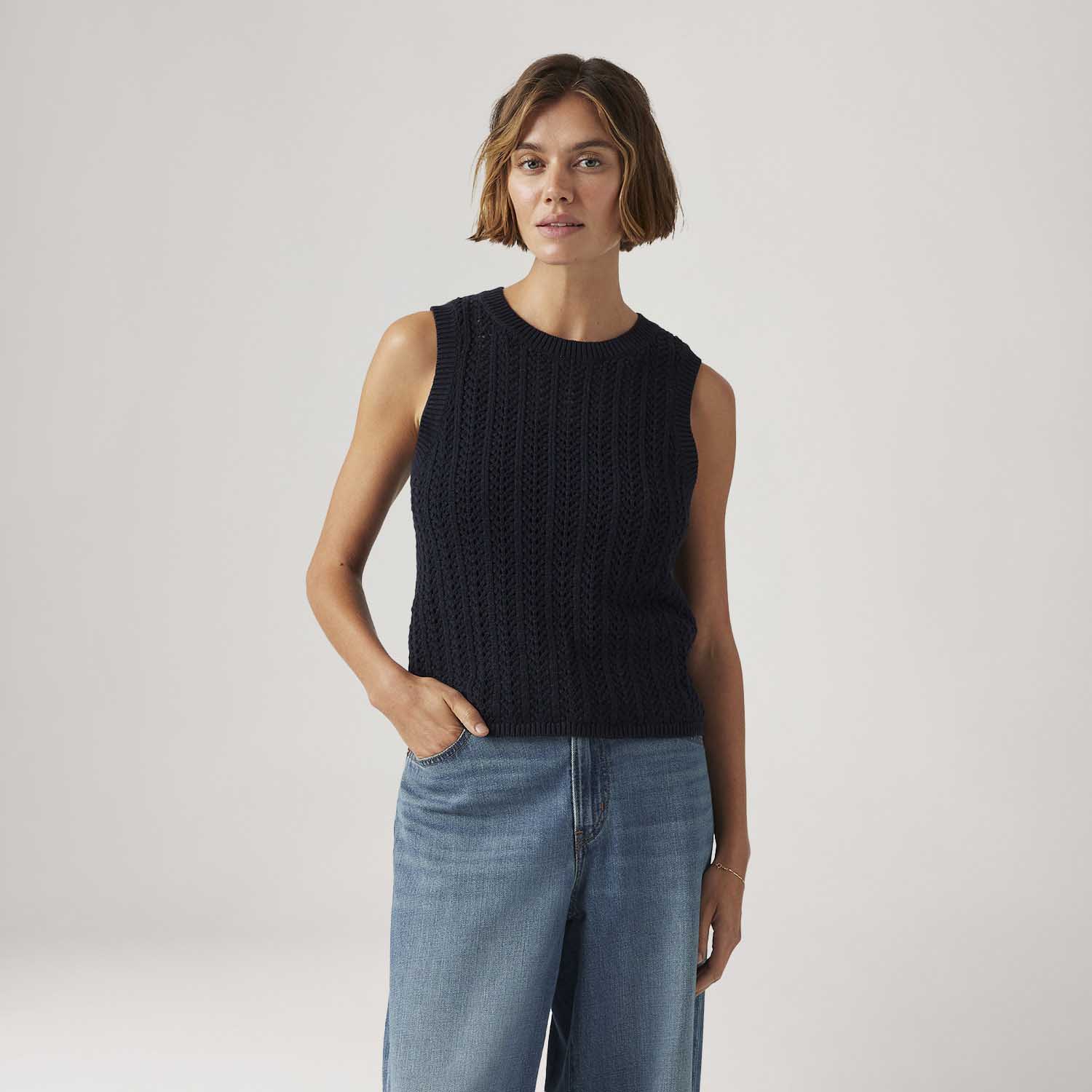 Colete Levi's® Sunrise Crochet Tank Preto Regata - Levi's® Brasil