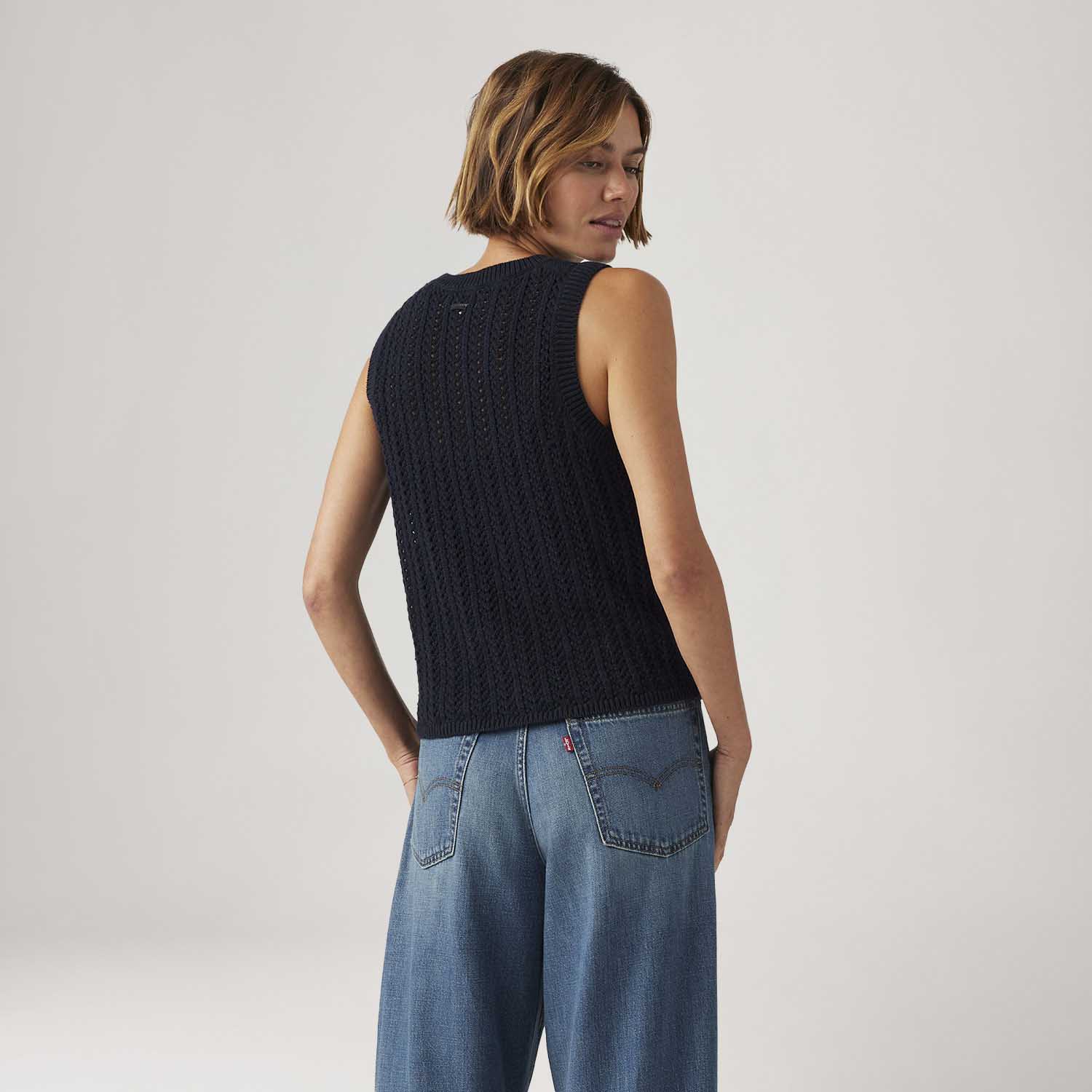 Colete Levi's® Sunrise Crochet Tank Preto Regata - Levi's® Brasil