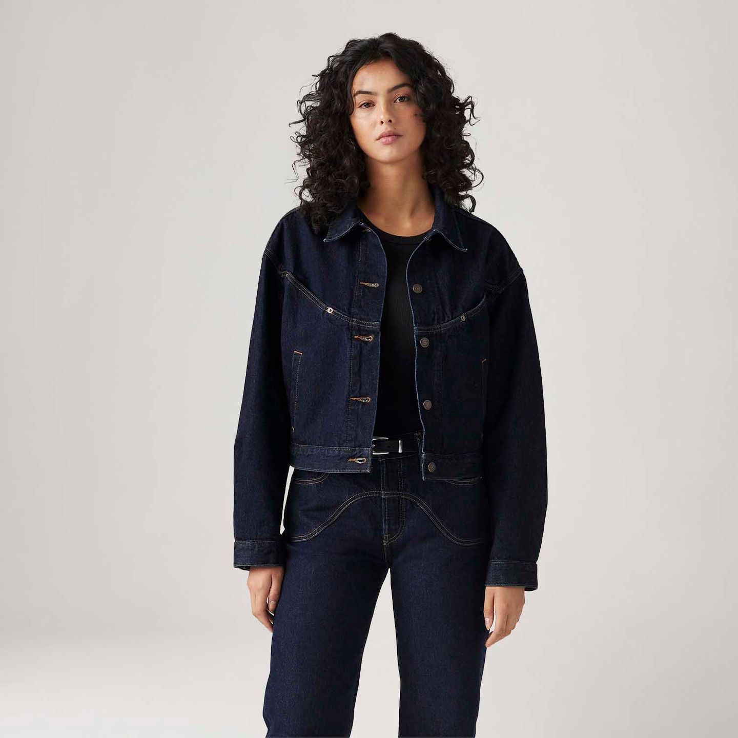 Jaqueta Jeans Levi's® Trucker Shrunken 90's Western Lavagem Escura