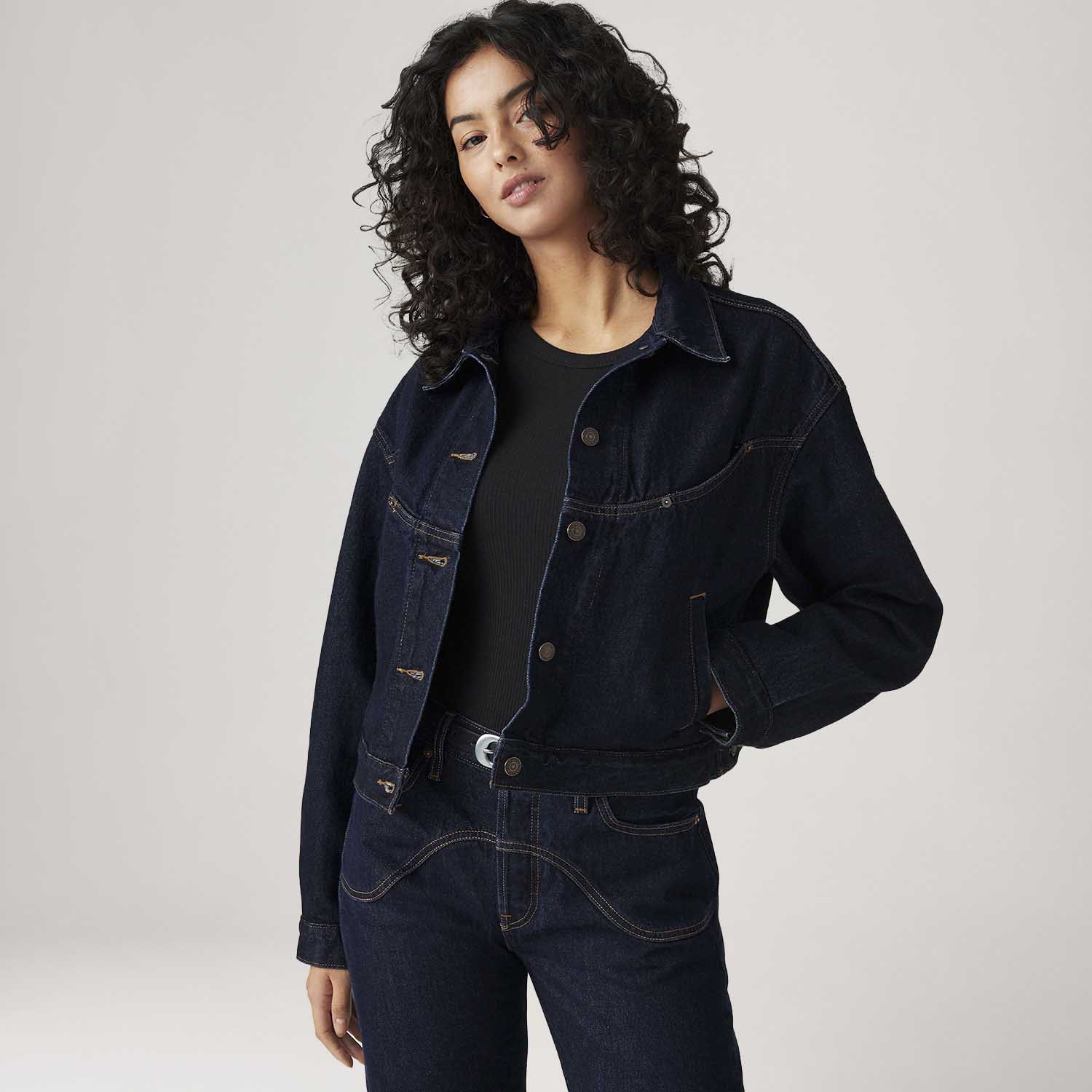 Jaqueta Jeans Levi's® Trucker Shrunken 90's Western Lavagem Escura
