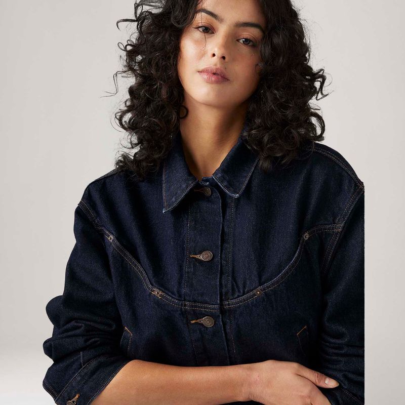 Jaqueta Jeans Levi's® Trucker Shrunken 90's Western Lavagem Escura