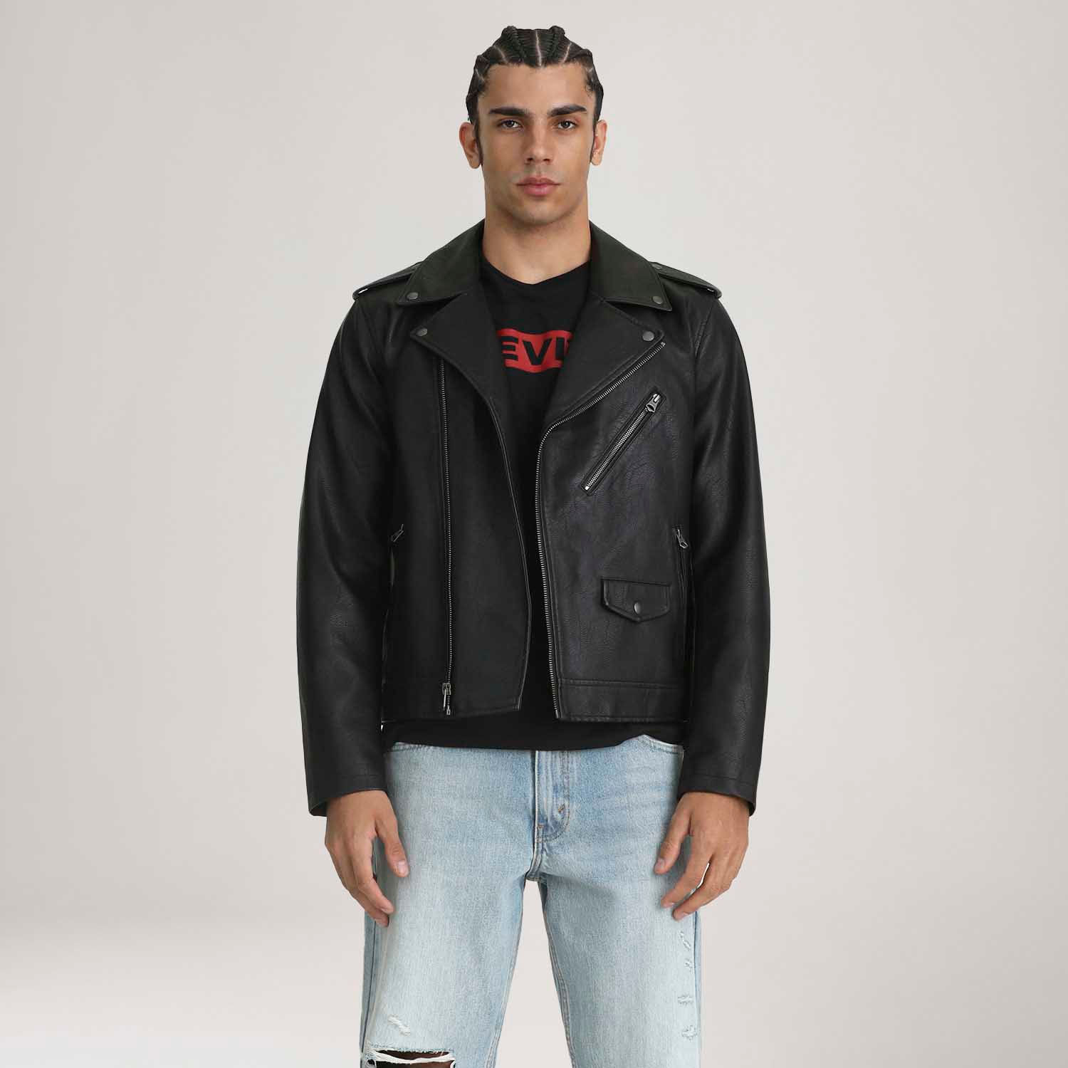 Jaqueta de Couro Sintético Levi's® Asym Motorcycle Preta - Levi's