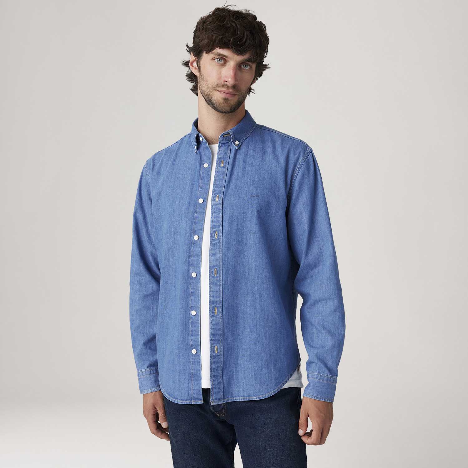 20aw シャツ Camisa Oxford Levi's® Authentic Button Down Lavagem Média Manga