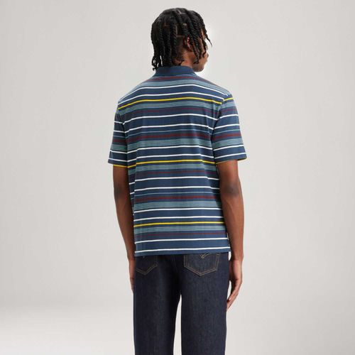 Camisa Polo Levi's® Authentic Azul com Listras Manga Curta