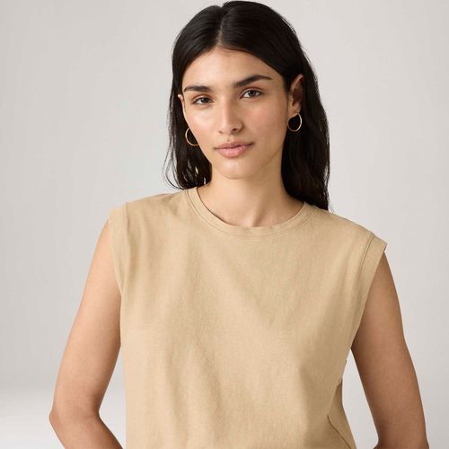 Blusa Levi's® Boxy Tank Cinza Bege Manga Curta