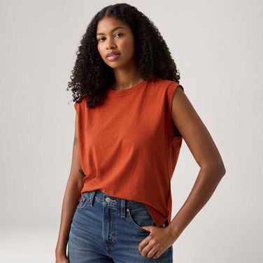 Blusa Levi's® Boxy Tank Cinza Vermelha Manga Curta