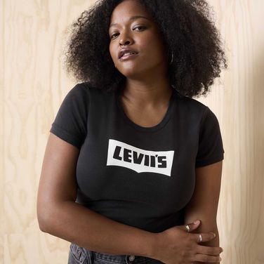 Camiseta Levi's® Sporty Tee Ringer Preta Manga Curta