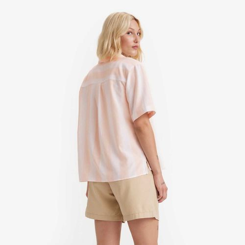 Camisa Levi's® Joyce Resort Listrada Rosa Manga Curta