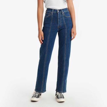 Calça Jeans Levi's® Ribcage Straight Seamed Lavagem Escura