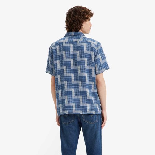 Camisa Levi's The Sunset Camp Manga Curta Azul Xadrez