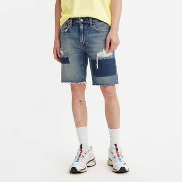 Bermuda Jeans Levi's 412 Slim com Patchwork Lavagem Média