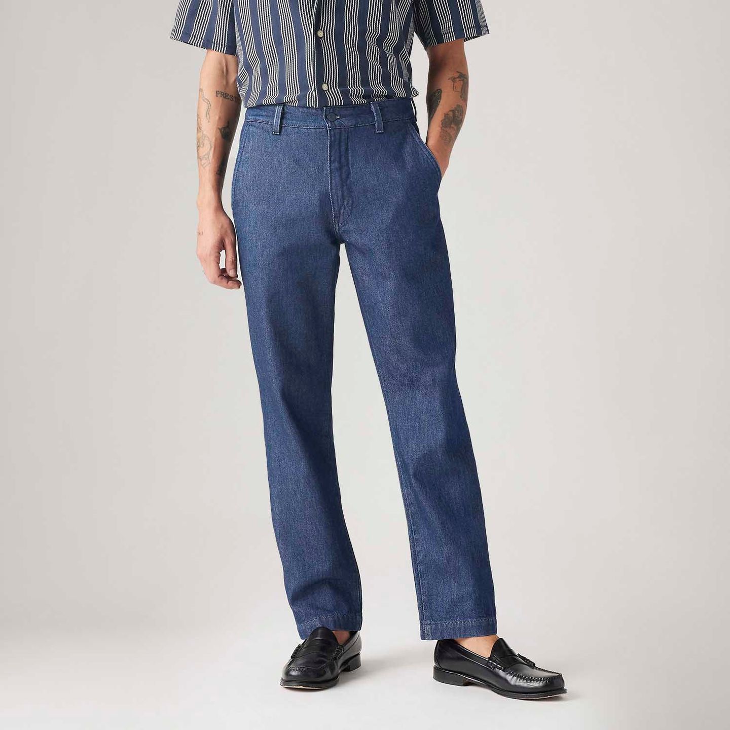 パンツ 90s   jeans straight pants Calça Jeans Levi's® XX Chino Authentic Straight Lavagem Escura