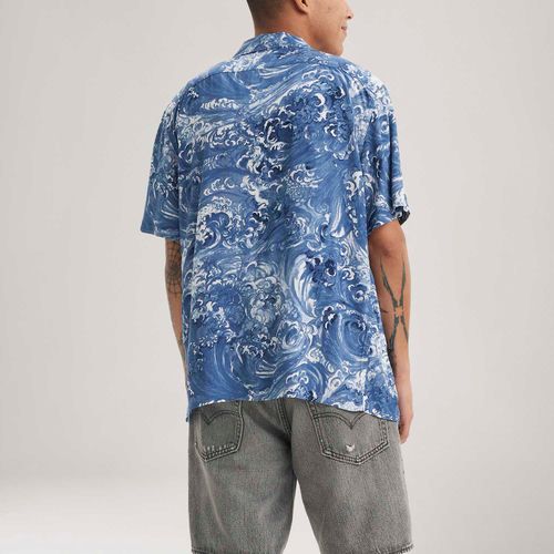 Camisa Levi's® Classic Camper Azul Estampada Manga Curta