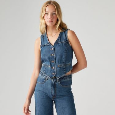 Colete Jeans Levi's® Braided Lavagem Média