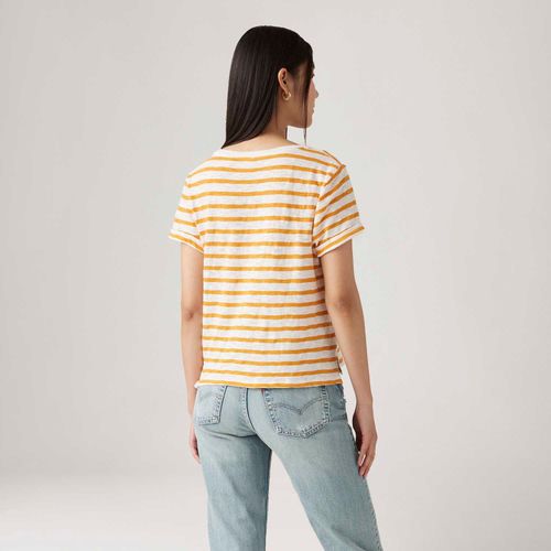 Camiseta Levi's® Margot Listrada Laranja Manga Curta