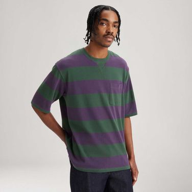 Camiseta Levi's® Pique Pocket Verde e Roxa Manga Curta