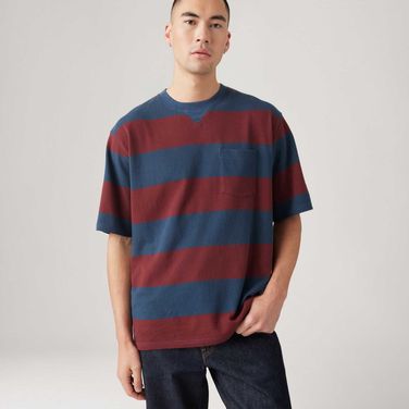 Camiseta Levi's® Pique Pocket Azul e Vermelha Manga Curta