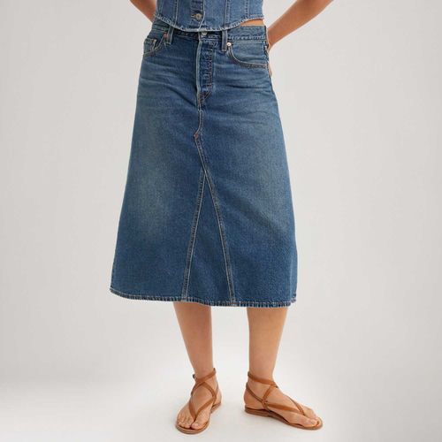 Saia Jeans Levi's® High Rise Aline Decon Lavagem Média