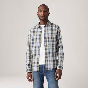Camisa Levi's® Classic Standard Xadrez Cinza Claro com Bolso