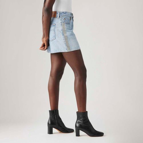 Saia Jeans Levi's® Icon Com Strass Lavagem Clara